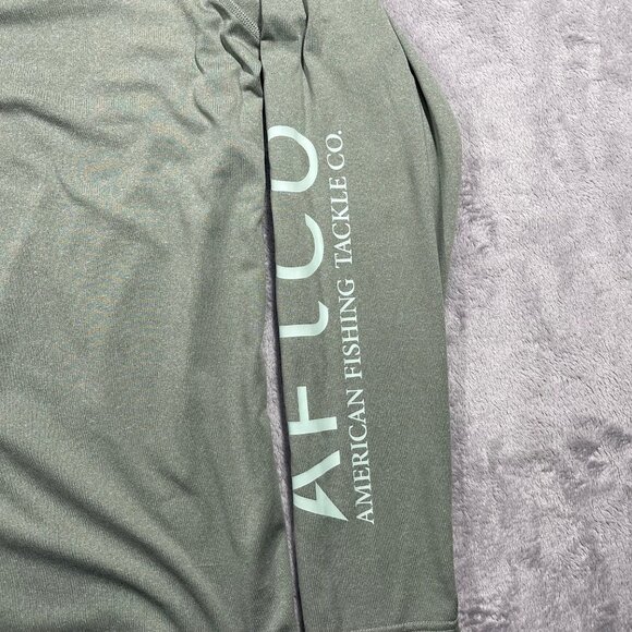 AFTCO Shirt Mens L Fishing Pullover Green Long Logo Sleeve Coastal Outdoors - Picture 6 of 7